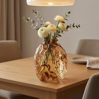 Decorative Glass Vase Sturdy Honey Toned Glass Vase Easy to Clean Home Decor