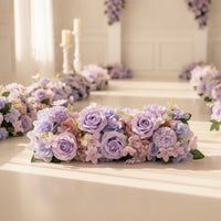 Artificial Flower Garland Silk Rose Flower Garland Floral Runner with Plastic Backing Faux Decorations Luxuriant