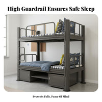 Adjustable Height Bunk Bed Space Saving Metal Bunk Bed Stable and Secure Bedroom Furniture for Students, Teenagers, Dormitory, Dorm Room, Apartment