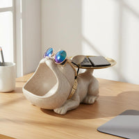 French Canine Statue Tray Hand Painted Dog Figurine Storage Bowl Canine Valet Tray Creative Design for Desktop, Living Room