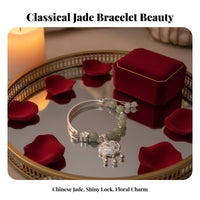 Longevity Lock Bracelet Good Luck Amulet Half Bangle Half Chain Bracelet