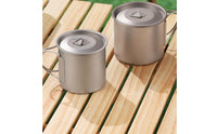 Lightweight Titanium Mug with Lid Portable Titanium Cup with Lid Compact Camping Cup with Folding Handle Heat-Resistant for Backpacking