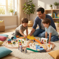 Electric Toy Train with Wooden Tracks Multiple-Piece Wooden Train Track Set DIY for Home