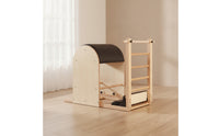 Padded Pilates Ladder Barrel Stable Pilates Barrel with Ladder Ergonomic Wooden Spine Corrector Compact for Fitness Enthusiasts, Home Gym