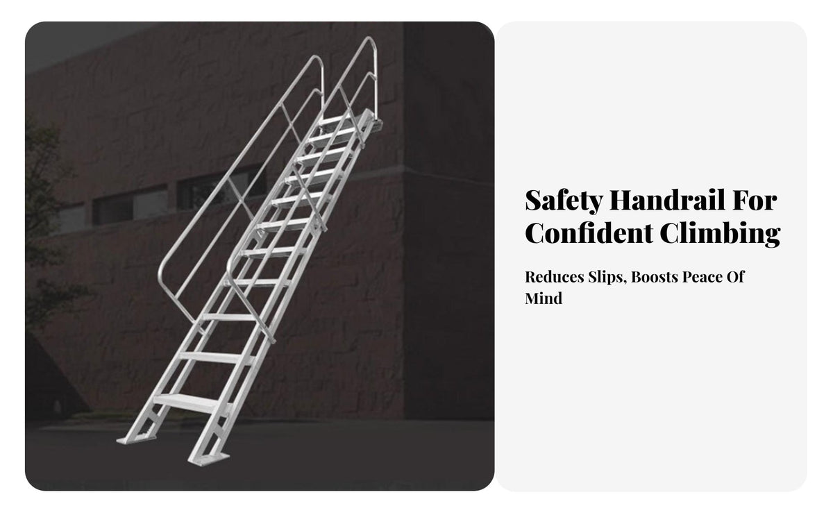 Aluminum Inclined Ladder Anti-Slip Steps Industrial Hole Inspection Ladder 300kg Load Capacity for Maintenance Factories, Warehouses, Basements