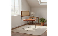 Compact Retro Study Desk Built-in Storage Minimalist Writing Desk with Riser Workstation for Students, Bedroom, Small Areas