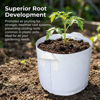 Grow Bags for Tomatoes, White Non-Woven Plant Grow Bags with Handles, Breathable Root Pruning Patio Grow Bags for Balconies