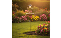 Garden Stake Bird Bath Outdoor Bird Bath with Lantern Decorative for Gardeners, Flower Beds, Backyard, Patio