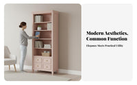 rose Color complimentarystanding shelving multi-tier with Drawers Floor-Standing Multi-Tier Shelving multi-tier with Drawers Minimalist Design shelving multi-tier Multifunctional for Apartment Dwellers, residents, Bedroom, Home Office, Playroom, Entryway