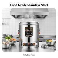 Multi-Functional Commercial Electric Cooking Pot Adjustable Temperature Control Large Capacity Soup Kettle Auto Shut-Deactivated Dry-Overheat Protection Countertop Water Boiler and Warmer High Power for Caterers, Restaurant Employees, Cafeteria, Hotel