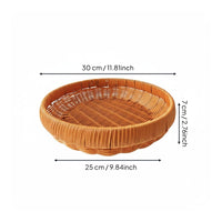 Round Woven Basket Versatile Imitation Rattan Bread Basket Smooth Edges Rattan Food Holder for Dining Table, Kitchen
