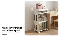 Dust-Proof Multi-Tier School Supply Organizer Space-Saving Rolling Storage Cart Large Capacity 3-Tier Rolling Cart Sturdy Construction for Children, Students, Study Room, Classroom, Home Office, Bedroom