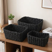 Nordic Style Storage Basket Set of 3, Fabric Small Items Organizer, 25/22.5/19/17cm