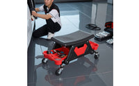 Creeper Seat with Tool Tray Padded Rolling Stool Heavy Duty Garage Stool with Tool Tray for Hobbyists