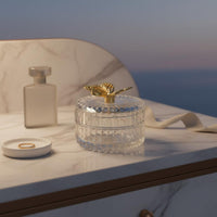 Elegant Design Crystal Candy Bowl Multi-Purpose Glass Jar with Butterfly Lid Gold & Silver Accents for Party