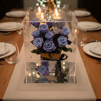 Acrylic Flower Gift Box Handmade Maintained Floral Display Box Dustproof Sustained Rose Display Case for Girlfriend, Wife, Valentine's Day, Engagement