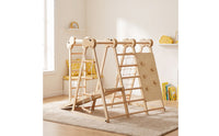 Wooden Climbing Frame with Swing Wood Indoor Jungle Gym Freestanding Indoor Playground with Slide for Kids, Young Children, Playroom