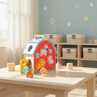 Wooden Shape Sorting House Educational Wooden Farm Shape Sorter and Farm Animal Sorter for Little Ones, Kids