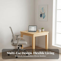 hardwood Wood Square Meal Table Multi-Purpose Square Utility Table Space-Saving Wooden Desk adaptable Use for Apartment Dwellers, Individuals, Balcony, Study Room, Kitchen, Home Office