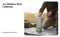 Lightweight Stainless Steel Camping Pot Locking Lid Stainless Steel Camp Pot for Campers, Backpackers, Picnic