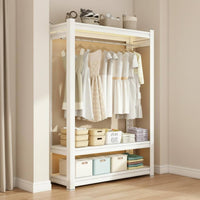 Large Capacity Metal Clothes Rack with Shelves Dust-Proof Curtain Accessible Wardrobe Rack Freestanding Closet System for Bedroom, Small Apartment, Entryway