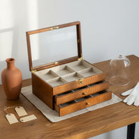 Large Capacity Walnut Jewelry Box Delicate Finish Wooden Jewelry Box