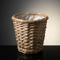 Iron Wicker Basket for Garden Decor and Indoor Plant Pot, Tapered Storage Container with Handle for Outdoor Use, Handmade Rattan Willow, 1 Pack