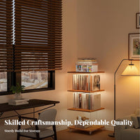 With Wheels Rolling Bookcase Mobile Design Multi-Tier Rolling Rack Transparent Panels Storage Shelf Space Saving for Collectors, Homeowners, Living Room, Bedroom, Small Areas, Classroom