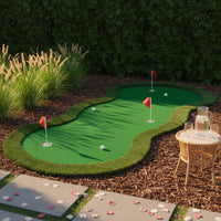 Realistic Turf 3 Hole Putting Mat Easy Storage Golf Putting Practice Mat Anti-Slip Base Sports Equipment for Backyard