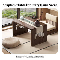 Traditional Chinese design Foldable Leg Low Desk Space-Saving Foldable Lap Tray Multi-Purpose Floor Table Multipurpose for Apartment Dwellers, Remote Workers, Bay opening, Bedroom, Living Room, Home Office
