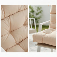 Outdoor Three-Fold Seat Cushion Tufted High Back Chair Cushion Foldable Padded for Patio, Garden, Poolside, Balcony