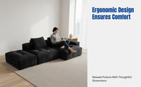 Modern Linen Sofa, Minimalist Italian Sectional, Black, Living Room Corner Couch