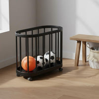 Foldable Ball Rack Space-Saving Multi Tier Ball Organizer Easy to Assemble Basketball Storage Rack for Gym, Garage
