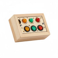 LED Lights Wooden Busy Board Hands-On Learning Educational Busy Cube Polished Wood Fine Movement Skills Toy Burr-Burr-Less for Boys