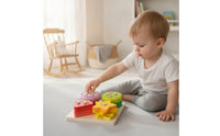 Sorting and Stacking Toy with Pegs Fine Motor Wooden Toy with Peg Columns Early-Learning Color Sorting and Stacking Game for Preschoolers, Classrooms