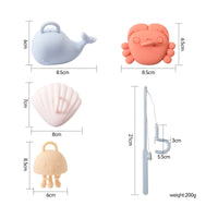 5 Pieces Child-Centered Inspired Silicone Fishing Toy Set Educational Bathtub Fishing Toy Ocean Creature Bath Toys Safe for Toddlers, Preschoolers, Babies