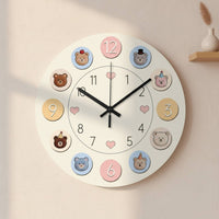 Non-Ticking Cartoon Bear Wall Clock Cartoon Creature Wall Clock for Toddlers, Kindergarten, Playroom