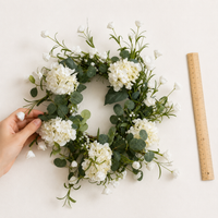 Hydrangea Door Wreath for Front Door, Artificial Matte Green with Berry Accents, Traditional Wall Decor, Low Maintenance All Year