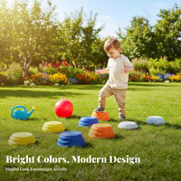 Indoor & Outdoor Use Balance Stepping Stones Textured Surface Kids Balance Stepping Stones Builds Coordination Active Play Equipment Varied Heights for Preschoolers, Toddlers, Children 3+, Backyard, Playroom, Kindergarten