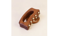 Wooden Massager with Brass Balls Handheld Gua Sha Board Manual for Home, Travel