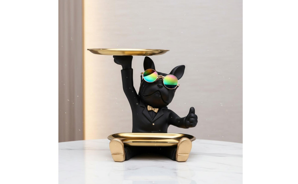 French Canine Butler Tray Modern Design Butler Dog Statue Organizer French Canine Key Holder Great Gift Suggestion