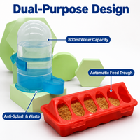 Cat Feeder and Waterer Set Automatic, Multi Pet Feeder for Quail, Anti Splash Food Trough Polymer Translucent Hue, Easy Assemble Feeder