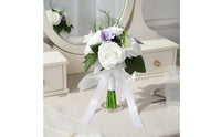 Everlasting Silk Blossom Arrangement Photo Prop Ivory Blossom Arrangement Soft Ribbon Bow Home Decoration Realistic Look for Brides, Photography, Party