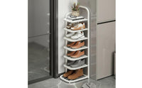Space-Saving Narrow Shoe Rack Small Footprint Corner Shoe Rack Sturdy Frame Household Storage Easy Assembly for Entryway, Dorm Room, Apartment, Closet