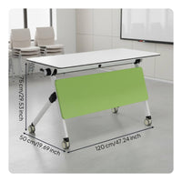 Flip Top Training Table Rolling Computer Desk Folding Meeting Table with Wheels Office Furniture Sturdy Melamine Board Movable Steel Frame Suitable for Conference Room Classroom Workspace