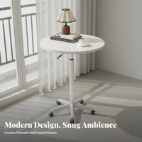 With Wheels Height-Adjustable Rolling Table Minimalist Design Household Furniture 360° Swivel Top Stable Base for Apartment Dwellers, Distant Workers, Balcony, Living Room, Small Areas, Home Office