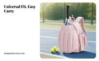 Quilted Tennis Backpack Soft-Shell Shoe Compartment Tennis Bag Shoe Compartment Backpack Padded Shoulder Straps