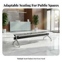3-Seater Backless Bench resilient 3-Seat Gang Chair Sturdy framework Public Seating for Travelers, Customers, Hospital, Waiting Room, Reception Area