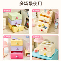 Stackable Desk Storage Box with Drawer, PP, Ins Style, Solid Color