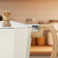 Stovetop Pot Even Heat Distribution Octagonal Aluminum Coffee Pot Stovetop Espresso Brewer Hinged Lid Lid Kitchenware Wood-Look